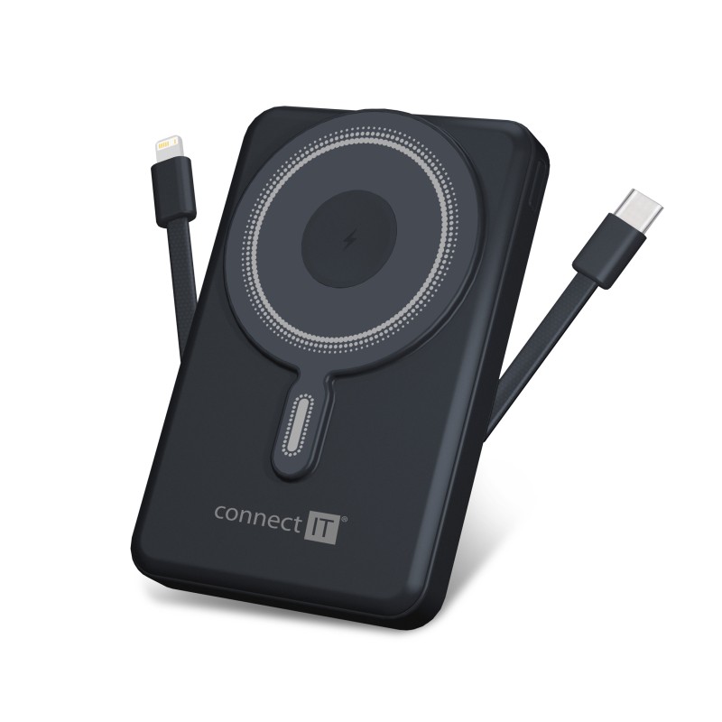 CONNECT IT Powerbanka TravelCharge, MagSafe, 10000mAh, USB-C, Lightning, Šedá