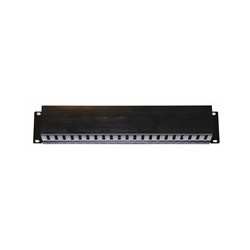 19" vyvazovací panel 2U, kovový s plastovým krytem, 90x45mm, průchozí, černý