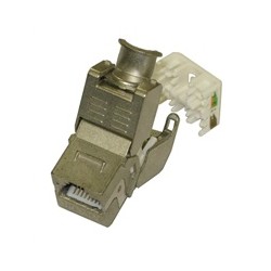 Keystone Cat6A, STP, samozařezávací se zaklapnutím, stříbrný
