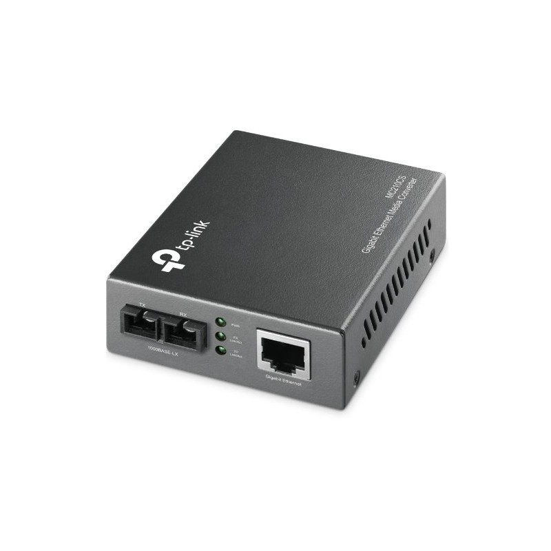 10/100/1000 Mbps RJ45 to 1000 Mbps Single-Mode SC Fiber Converter PORT: 1× Gigabit TX SC Port, 1× Gigabit RX SC Port, 1