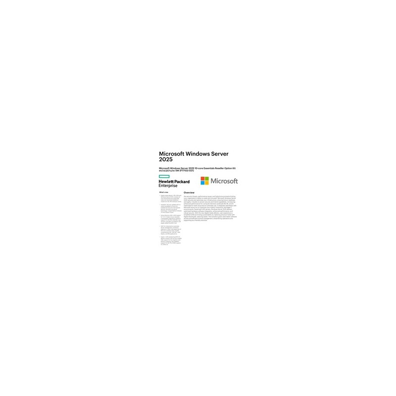 HPE Microsoft Windows Server 2025 10-core Essentials Reseller Option Kit CZ (25/50user/dev en/ru/po) OEM