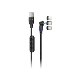 CONNECT IT Magnetický kabel PowerLink 3v1, USB-C / Lightning / MicroUSB, 2m, černá