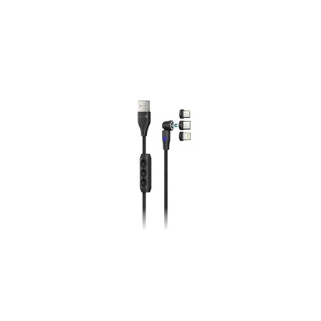 CONNECT IT Magnetický kabel PowerLink 3v1, USB-C / Lightning / MicroUSB, 2m, černá