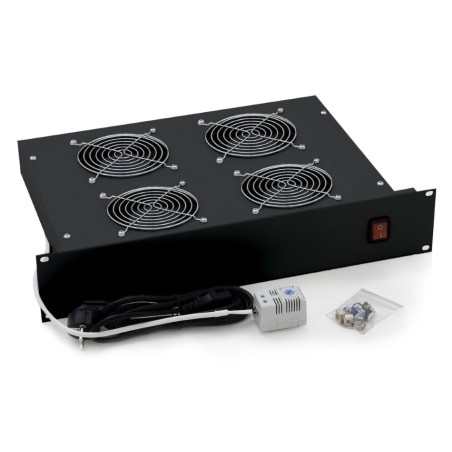 19" horiz.vent.j.4xVent.-220V/92W termost.2U černá