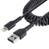 USB TO LIGHTNING CABLE - 1M/(3.3FT) COILED CABLE BLACK