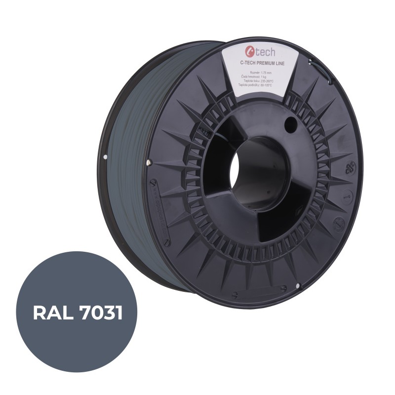 Tisková struna (filament) C-TECH PREMIUM LINE, PETG, šedomodrá, RAL7031, 1,75mm, 1kg