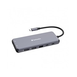 VERBATIM Hub USB-C Pro Multiport 14 Port, 5x USB-A, 2x USB-C, 2x HDMI, 1xVGA, RJ45, 3.5mm Jack audio, microSD/SD, šedá