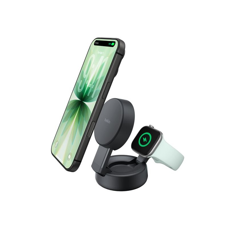 ULTRACHARGE 25 WATT QI2 VERSTEL/GNETISCHE 2-IN-1-LADESTATION DUN
