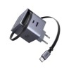 UGREEN síťová rychlonabíječka se zatahovacím kabelem 65W 3-Port, 2x USB-C, 1x USB-A
