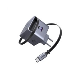 UGREEN síťová rychlonabíječka se zatahovacím kabelem 45W 3-Port, 2x USB-C, 1x USB-A