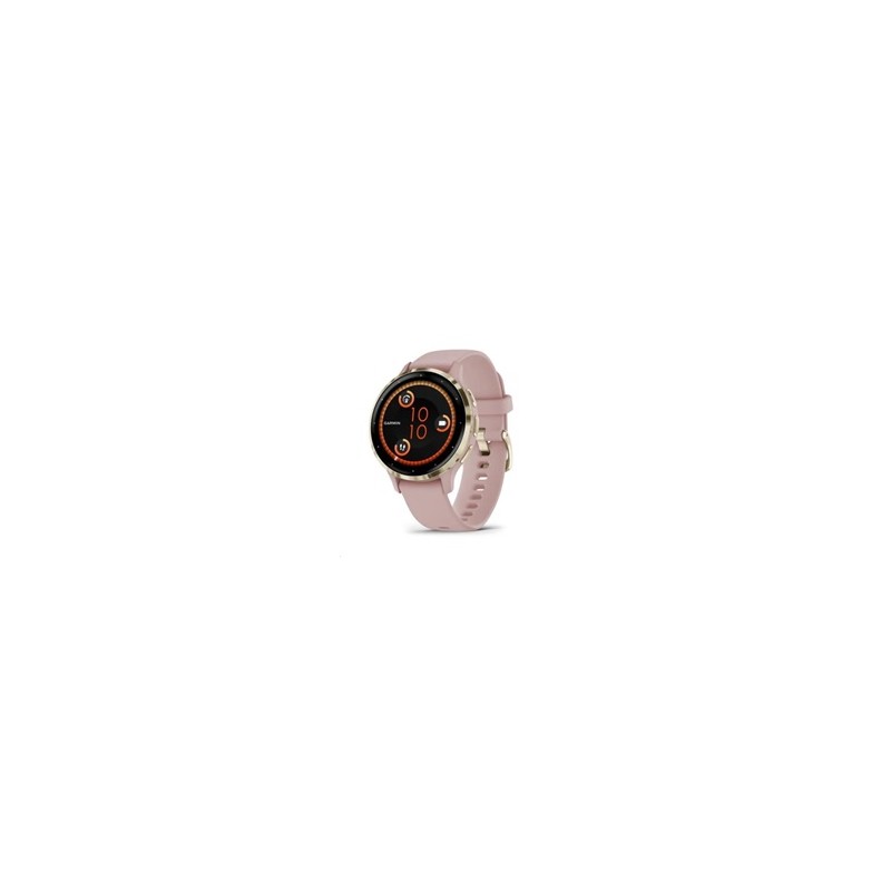 Garmin Venu® 3S, Nerezová luneta Soft Gold, pouzdro Dust Rose, silikonový řemínek