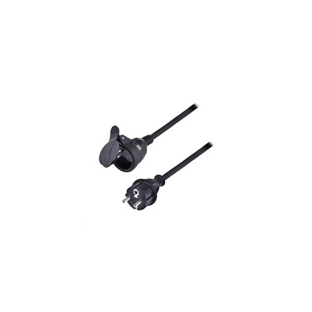 Solight prodlužovací přívod - spojka, 1 zásuvka, 5m, 3 x 1,5mm2, gumová, černá