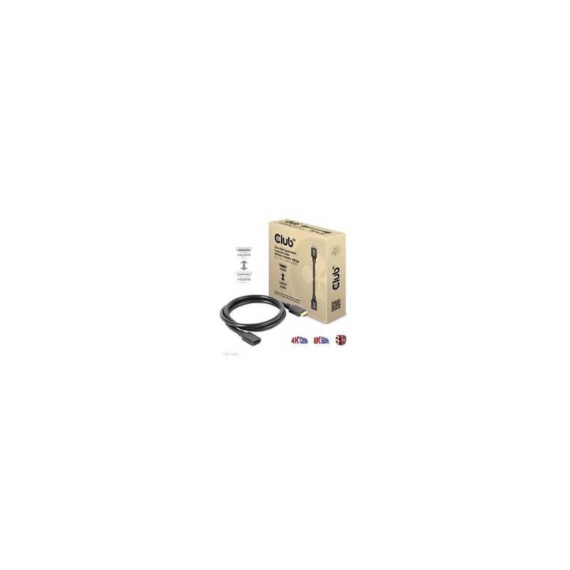 Club3D prodlužovací Ultra rychlý HDMI kabel, 4K120Hz, 8K60Hz, 48Gbps, M/F, 1m, 30 AWG