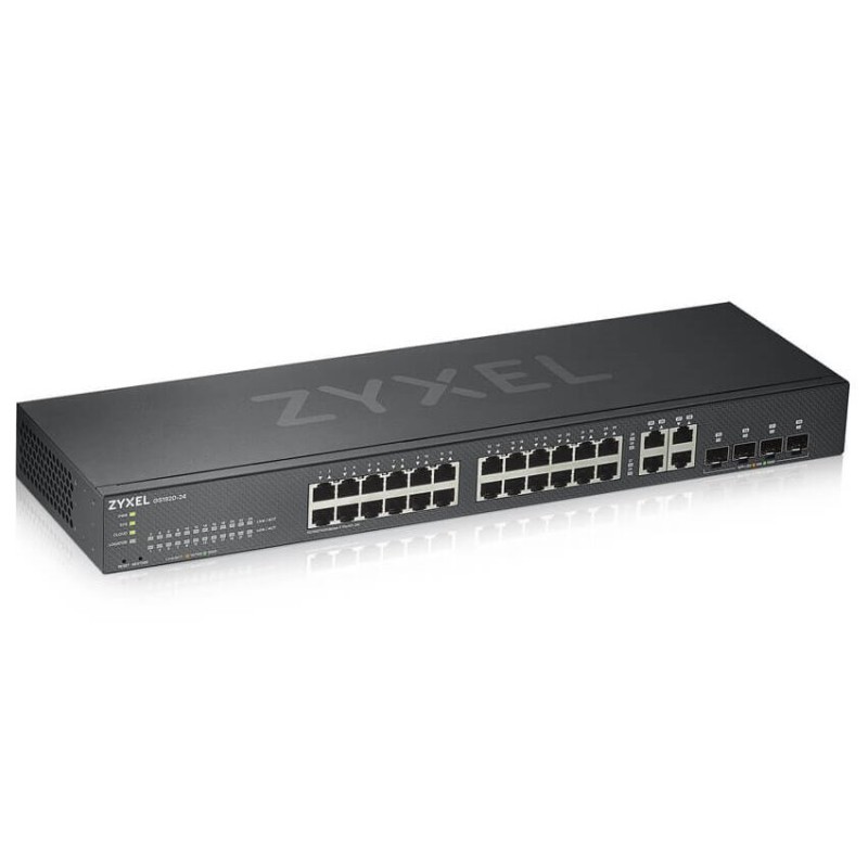 Zyxel GS1920-24V2 28-port Gigabit WebManaged Switch, 24x gigabit RJ45, 4x gigabit RJ45/SFP, fanless