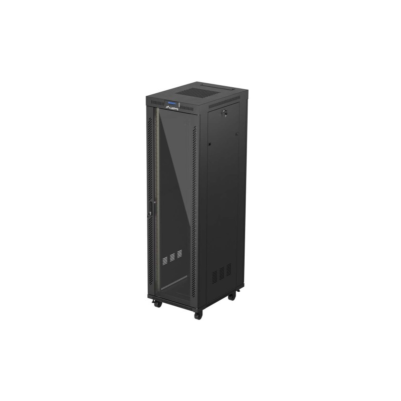 Lanberg 19" Volně stojící racková skříň 42U/600X800 (Flat Pack) S prosklenými dveřmi LCD černá
