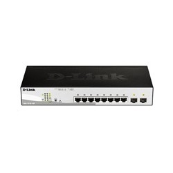 D-Link DGS-1210-10P 10-port Gigabit Smart+ PoE Switch, 8x GbE PoE+, 2x SFP, PoE 65W, fanless