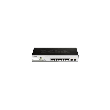 D-Link DGS-1210-10P 10-port Gigabit Smart+ PoE Switch, 8x GbE PoE+, 2x SFP, PoE 65W, fanless