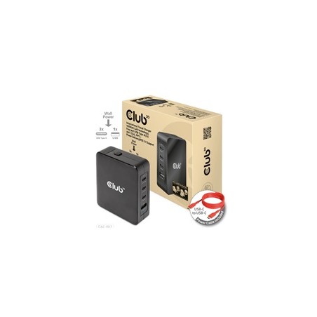 Club3D cestovní nabíječka 140W GaN technologie, 3xUSB-C, 1xUSB-A, PPS + PD 3.1 Support