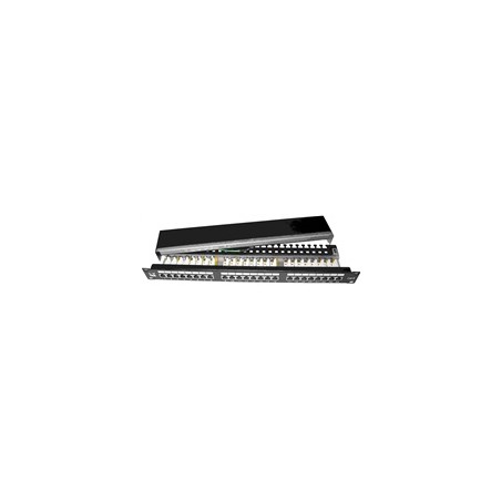 19" Patch panel LYNX 24port, STP, Cat6, 30µm, duální svorkovnice, černý