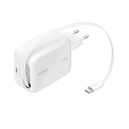 Belkin Boostcharge Pro 67 W Dual GaN-L/ERT Mit Einziehbarem Kabel WEI