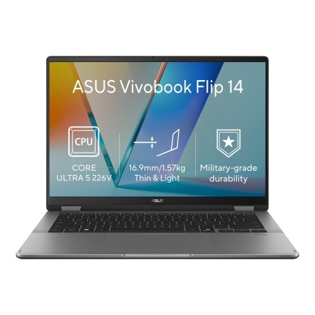 ASUS NTB Vivobook 14 Flip (TP3407SA-OLED548WZ), Ultra 5 226V, 14" 1920 x 1200, 16GB, 512GB SSD, IntelArc, W11 Home, Gray