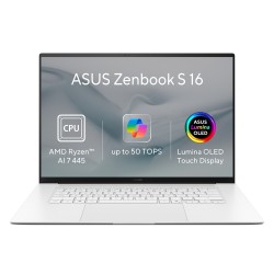 ASUS NTB Zenbook S 16 OLED (UM5606GA-OLED591XZ), AI 7 445, 16" 3K, 32GB, 512GB SSD, Radeon, W11 Pro, Scandinavian White