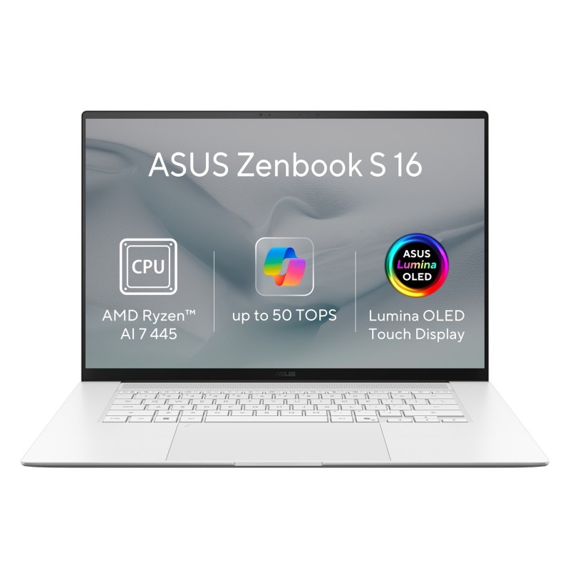 ASUS NTB Zenbook S 16 OLED (UM5606GA-OLED591XZ), AI 7 445, 16" 3K, 32GB, 512GB SSD, Radeon, W11 Pro, Scandinavian White