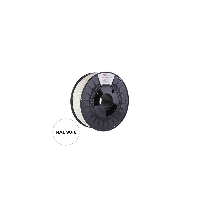 Tisková struna (filament) C-TECH PREMIUM LINE, PLA, dopravní bílá, RAL9016, 1,75mm, 1kg