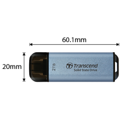 Transcend ESD300C - SSD - 2 TB - externí (přenosný) - USB 3.2 Gen 2x1 (USB-C konektor) - azurově modrá