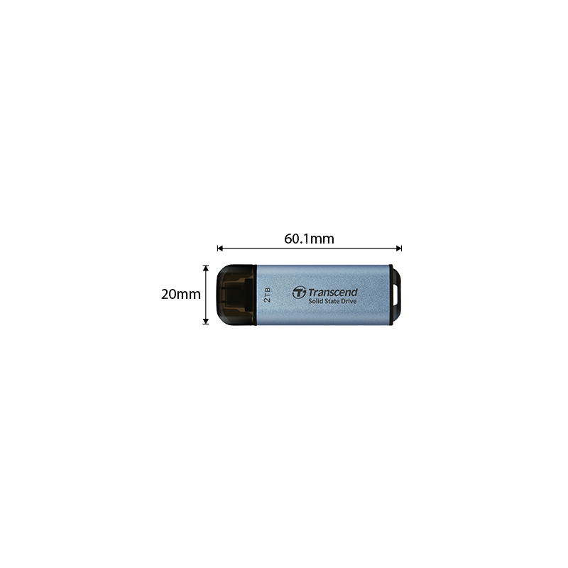 Transcend ESD300C - SSD - 2 TB - externí (přenosný) - USB 3.2 Gen 2x1 (USB-C konektor) - azurově modrá