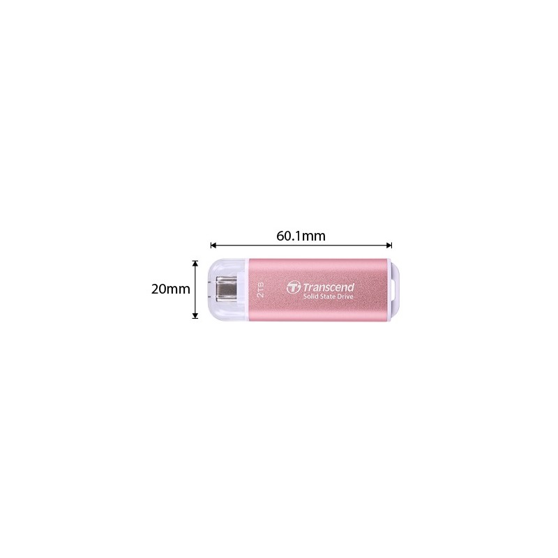 Transcend ESD300 - SSD - 2 TB - externí (přenosný) - USB 3.2 Gen 2x1 (USB-C konektor) - rosy pink