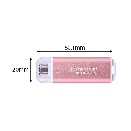 Transcend ESD300 - SSD - 2 TB - externí (přenosný) - USB 3.2 Gen 2x1 (USB-C konektor) - rosy pink