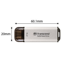 TRANSCEND Externí SSD ESD300S 2TB, External SSD, USB 10Gbps, Type C, stříbrná