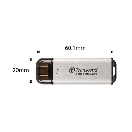TRANSCEND Externí SSD ESD300S 2TB, External SSD, USB 10Gbps, Type C, stříbrná