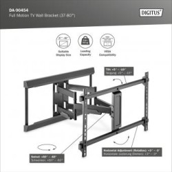 DIGITUS Plně pohyblivý TV nástěnný držák 37-80", 60 kg zatížení max., VESA: 200x100, 200x200, 300x200, 400x200, 300x300,
