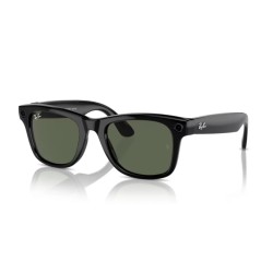Meta Ray-Ban Gen1 Wayfarer, Shiny Black, G15 Green LARGE