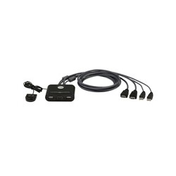 ATEN 2-port mini HDMI KVM USB, integrované kabely, tlačítko pro přepínání