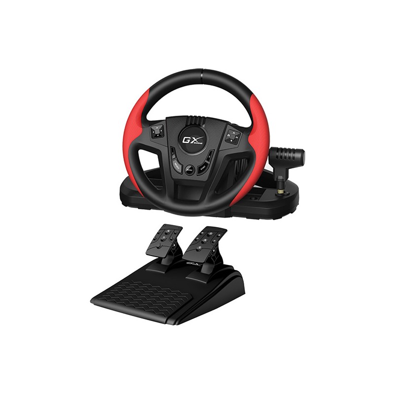 Volant Genius GX Gaming SpeedMaster, volant s pedály a řadící pákou, 13tl., USB, červeno-černý