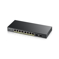 Zyxel GS1900-10HP v2 10-port Desktop Gigabit Web Smart PoE Switch, 8x gigabit PoE RJ45, 2x SFP, 70W PoE budget, fanless
