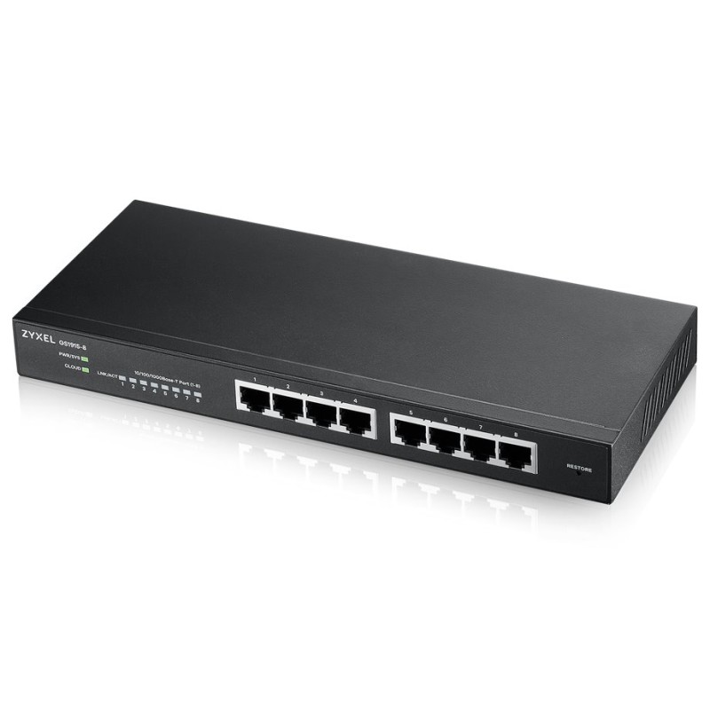 Zyxel GS1915-8 8-port Gigabit Web Smart switch, 8x gigabit RJ45, fanless