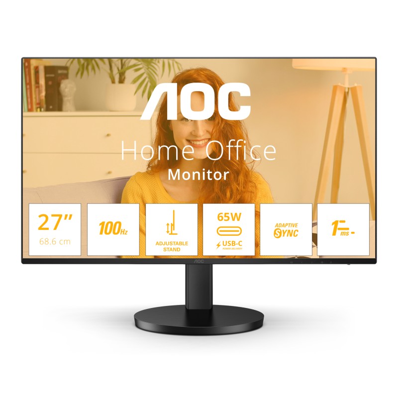 AOC MT IPS LCD WLED 27" Q27B3CF2 - IPS panel, 100Hz, 2560x1440, HDMI, USB-C, USB 3.2, repro, nast. vyska