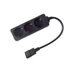 Prodlužovací přívod 3x230V DE SCHUKO pro UPS (IEC320-C14), 30cm
