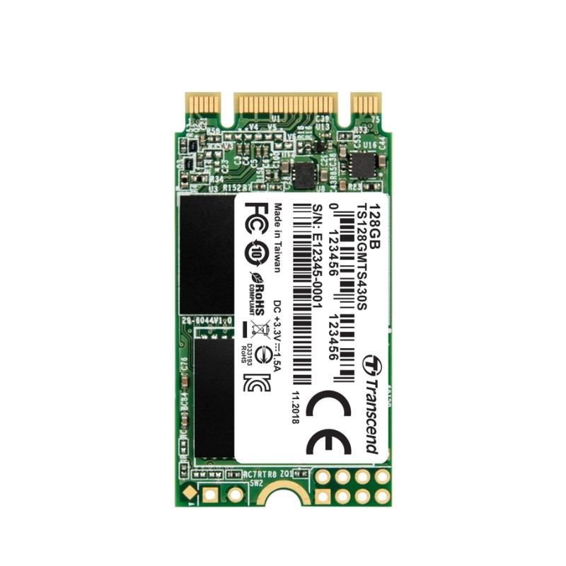 TRANSCEND Industrial SSD MTS430S 128GB, M.2 2242, SATA III 6Gb/s, TLC
