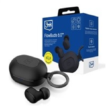 3mk bezdrátová stereo sluchátka FlowBuds 6.0 black, nabíjecí pouzdro, černá