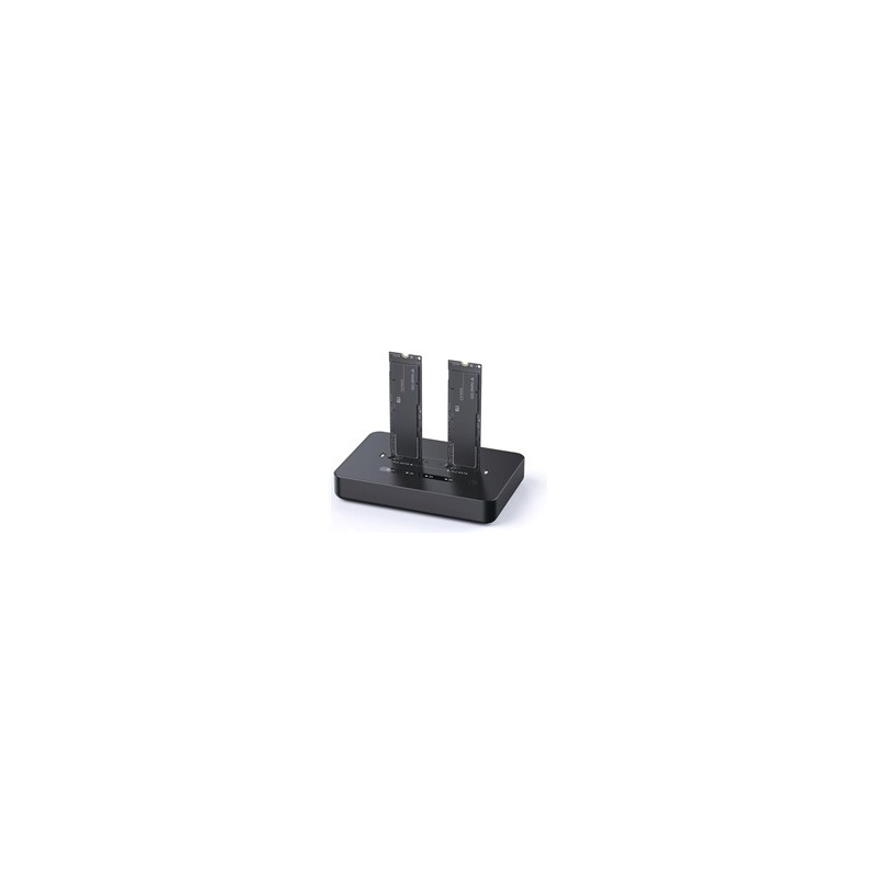 GEMBIRD dokovací stanice pro stolní počítače DD2-U3M2, USB-C, 2x M.2 SATA, NVMe SSD, černá
