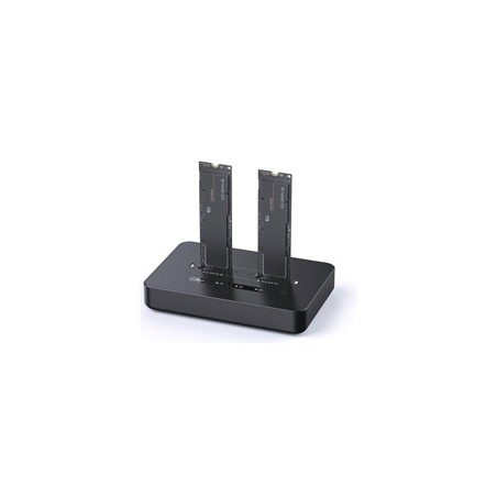 GEMBIRD dokovací stanice pro stolní počítače DD2-U3M2, USB-C, 2x M.2 SATA, NVMe SSD, černá