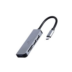 GEMBIRD hub, 3-port USB 3.1, Type-C, se čtečkou karet