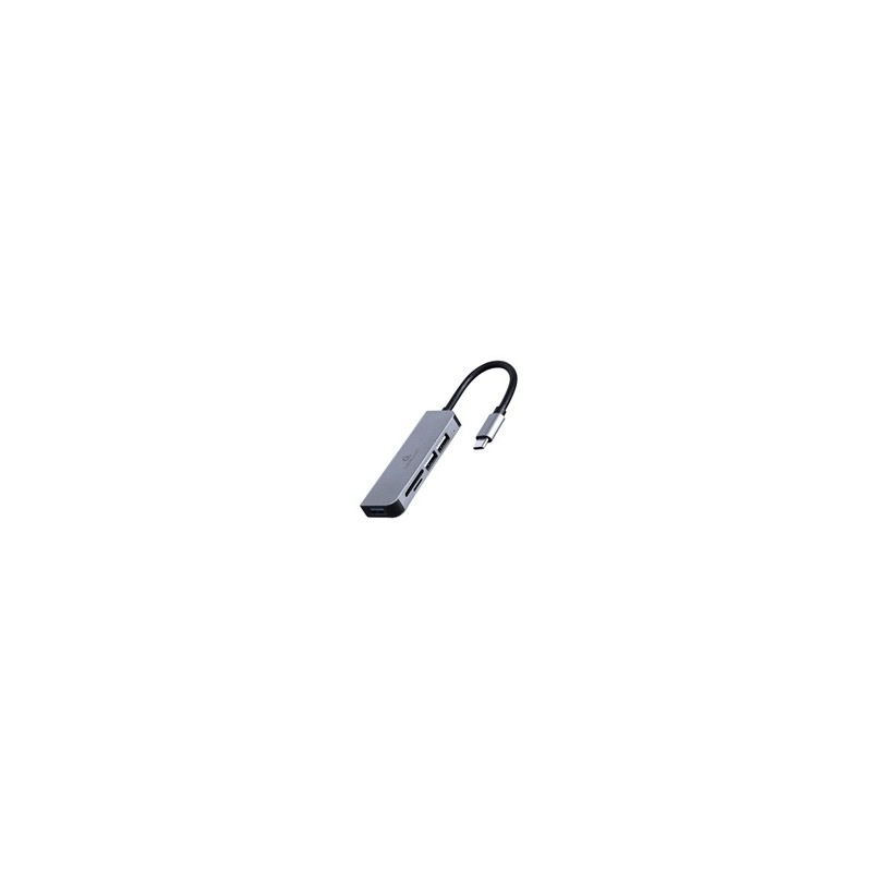 GEMBIRD hub, 3-port USB 3.1, Type-C, se čtečkou karet