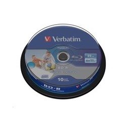 VERBATIM BD-R SL Datalife HTL (10-pack)Blu-Ray/Spindle/6x/25GB Wide Printable