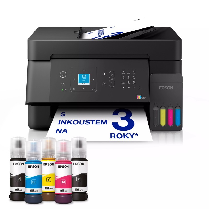 EPSON tiskárna ink EcoTank L5390, A4, LCD displej, ADF, Wi-Fi, Záruka 5 let po registraci zdarma